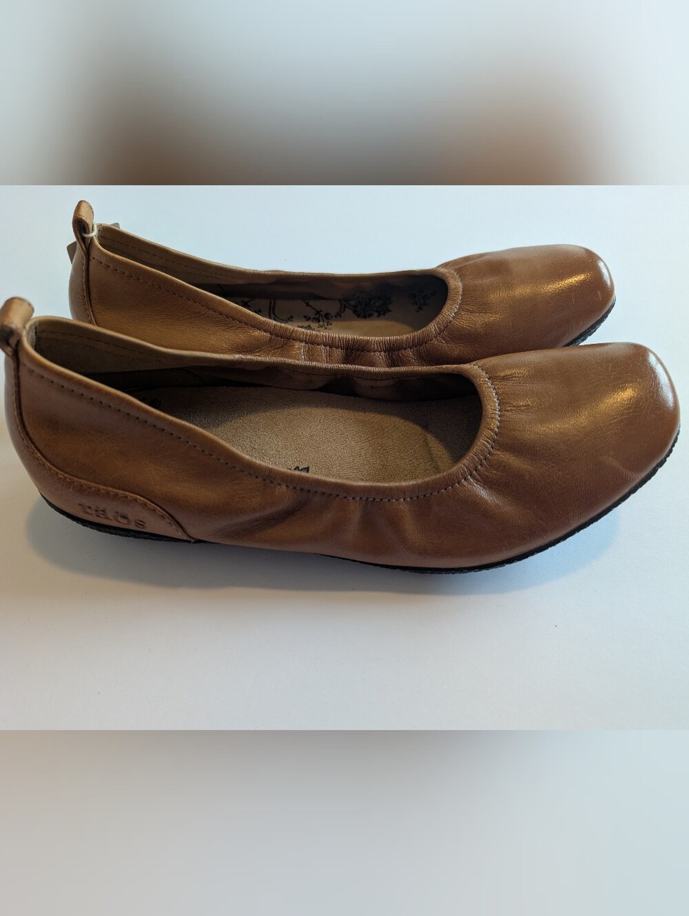 TAOS Women's Size 8.5 Chit-Chat Caramel Brown Leather Ballet Flat Comfort - Picture 4 of 14